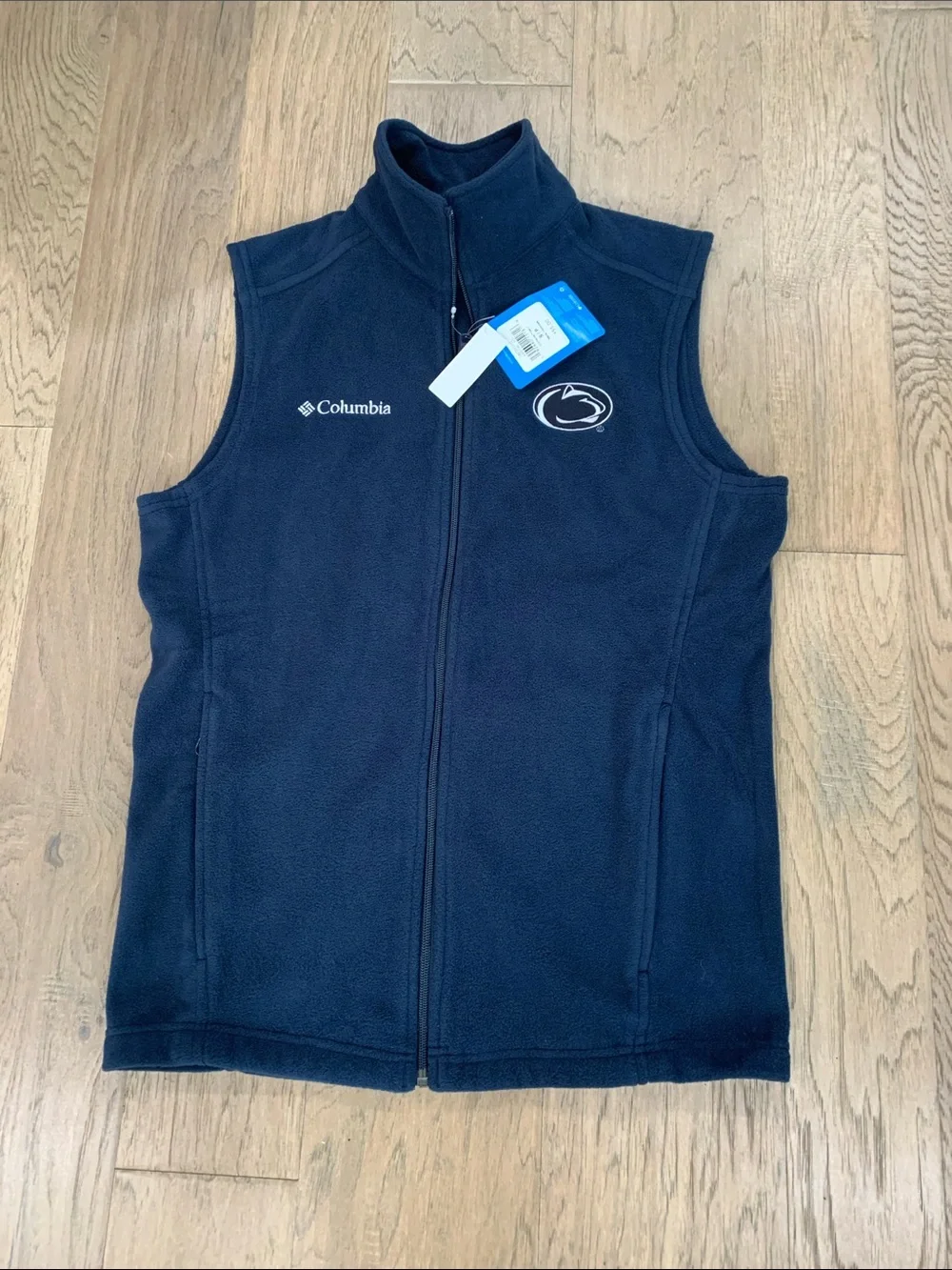 NWT Columbia Navy Blue Fleece Vest with Penn State Logo Size Small